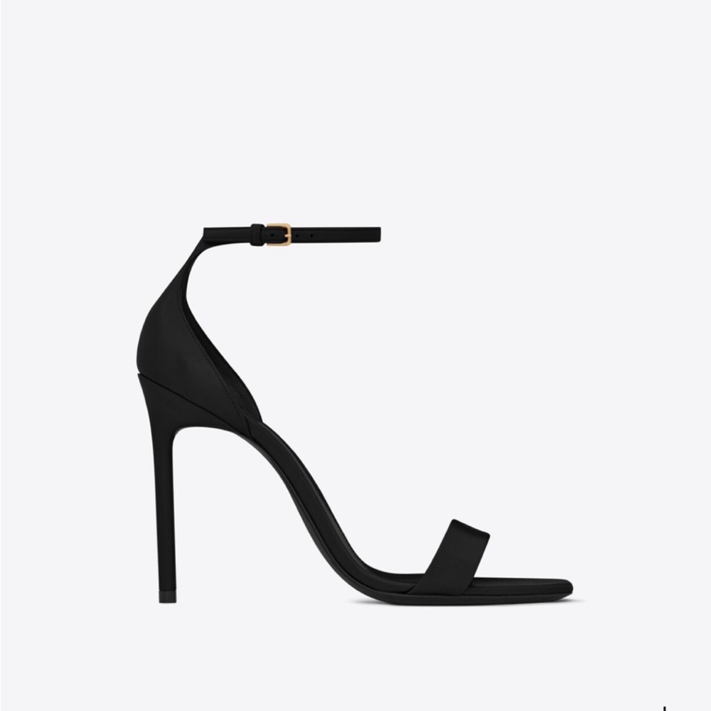 Saint Laurent Black Amber Suede Ankle-Strap Heels - Picture 2 of 5